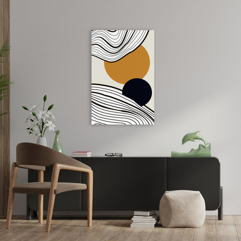 Lever du soleil et de la lune - Art abstrait moderne et minimaliste, art moderne, H 36 po x l 24 po