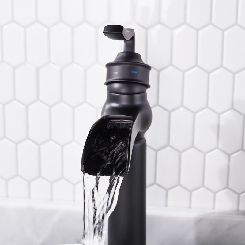 Waterfall Tap with Waste, Black