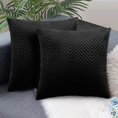 Square Throw Luxury Embossed Pattern Cushions Protector Set Of 2