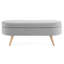 Banc de rangement gris, 43,5 po x 16 po x 16 po, avec des pieds en bois d'hévéa précis - tabouret de pieds et banc ovale gris-241722577