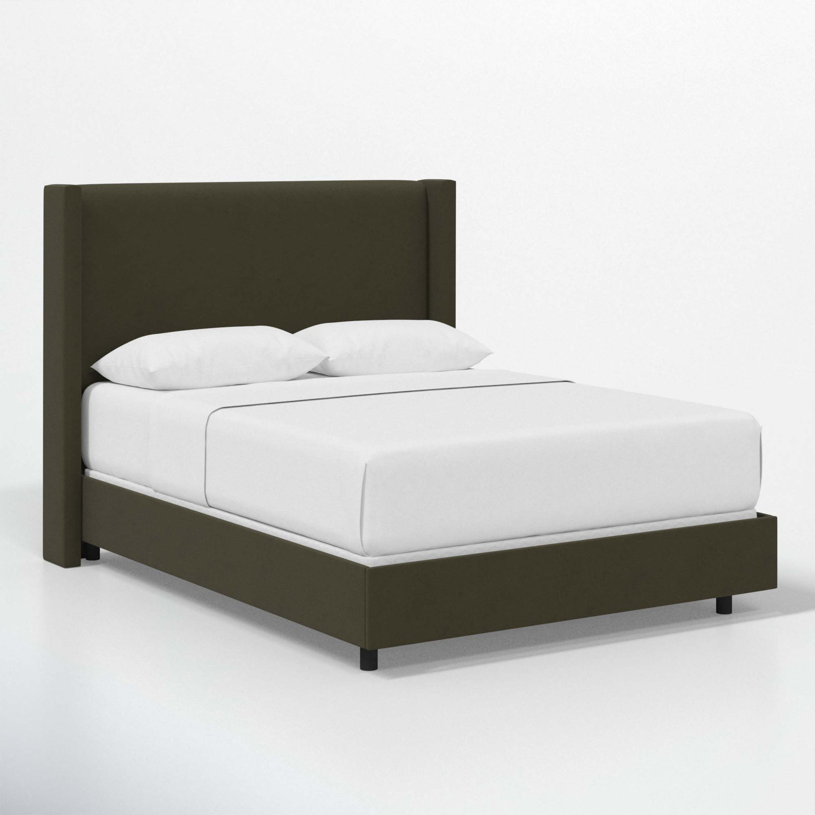 Hanson Upholstered Wingback Bed, King, Classic Loden Velvet