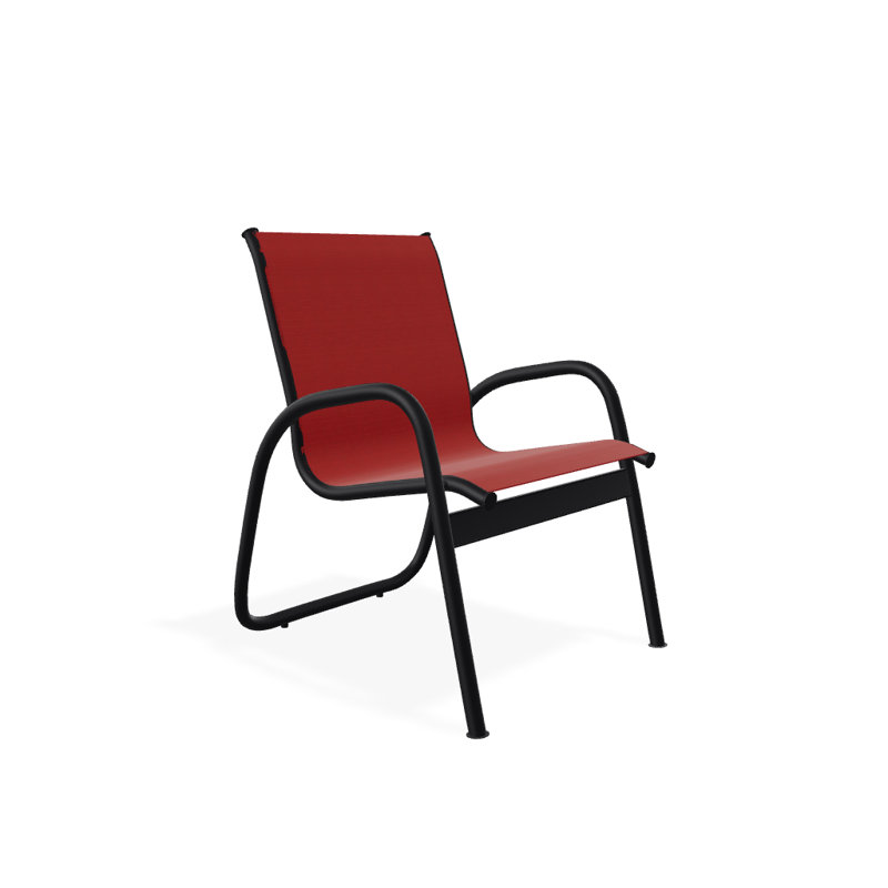 Fauteuil de patio Gardenella, Rouge 1D Sunbrella®, Noir texturé