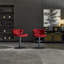 Ensemble de 2 tabourets de bar avec repose-pieds en poudre et base pivotante en velours à hauteur réglable et tabouret de bar simple - Rouge