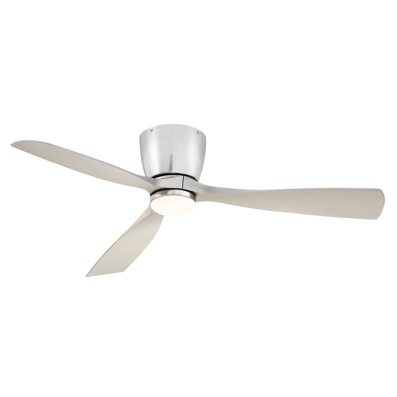  Klinch 52 inch Indoor/Outdoor Flush Mount Ceiling Fan with LED Light Kit and Remote Control - Brushed Nickel, Brushed Nickel