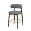 Tabouret de bar moderne à hauteur de comptoir avec dossier, non pivotant, pieds en bois d'hévéa massif et repose-pieds en métal bronze-123098462-131231055-131231056