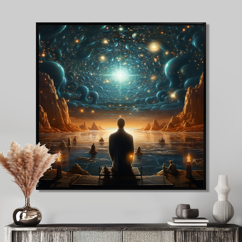 Cravets - Skull Wall Art Print, Black Floater Framed Canvas, 16" H x 16" W x 1" D