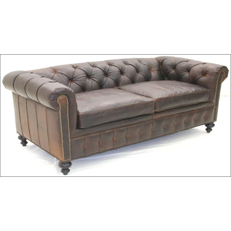 Leather Sofa, Hair Hide Black/White, Brushy Bayou, Old Gold E