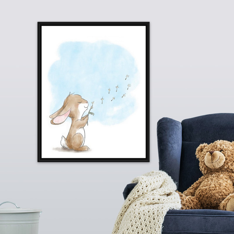« souffleing pissenlits », impression Little Bunny, Cadre pour toile flottant noir, H 30 po x l 24 po x P 1,75 po