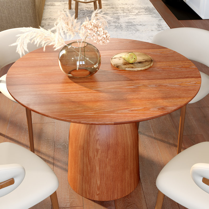 39/47 Inch Round Solid Wood Dining Table For 2-4 Farmhouse Kitchen Table, 29.52"H x 43.3"L x 43.3"W