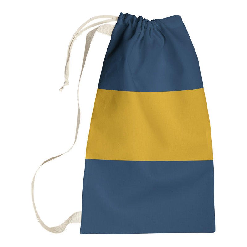 Laundry Hamper with Handles, Small (29" H x 18" W), Blue/Yellow/Blue