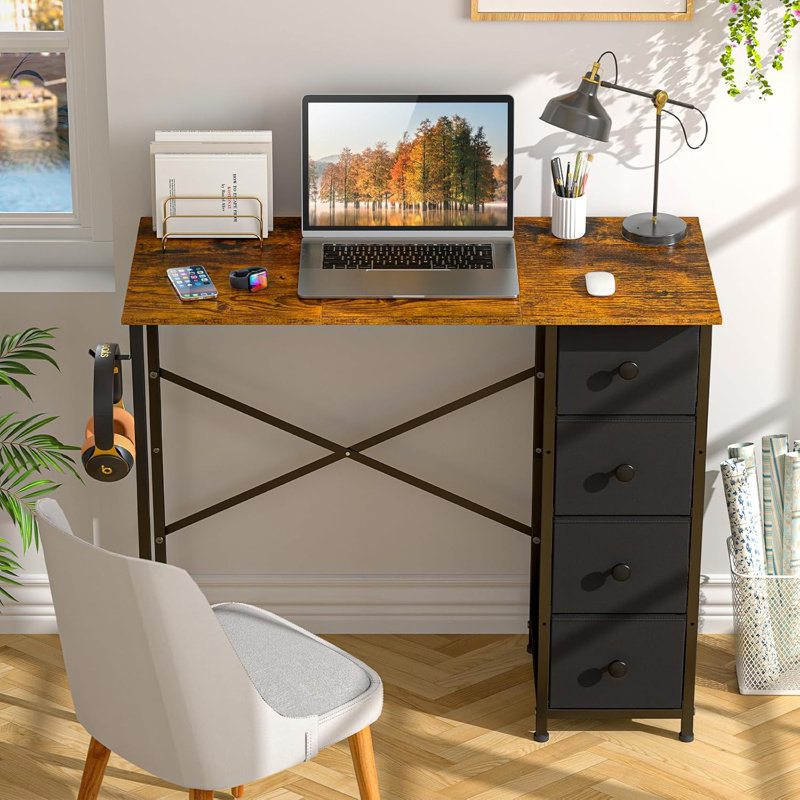 Small Computer Desk, Brown/Black