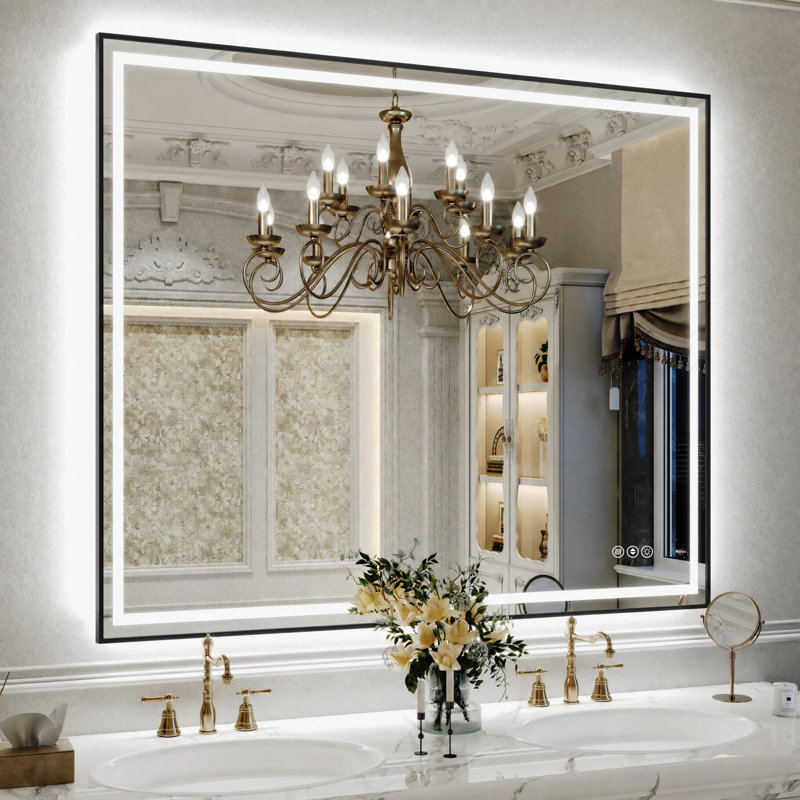 Miroir de salle de bain Adorna certifié UL à intensité variable avec éclairage tricolore, 48 po x 40 po
