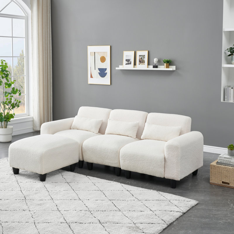 Canapé moderne Le canapé créatif en molleton de 84,6 pouces Teddy, Beige