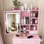 Ensemble de coiffeuse maquillage avec miroir et tabouret, coiffeuse pour petites chambres, rose