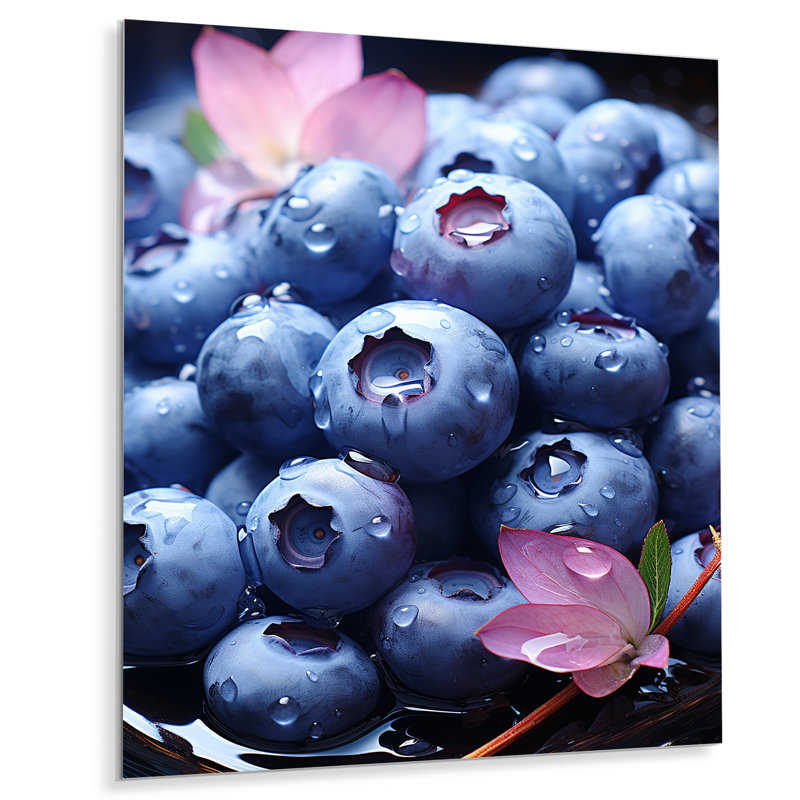Art mural en métal mauve et bleuet «Blueberry Bliss II», H 20 po x l 12 po x P 1 po