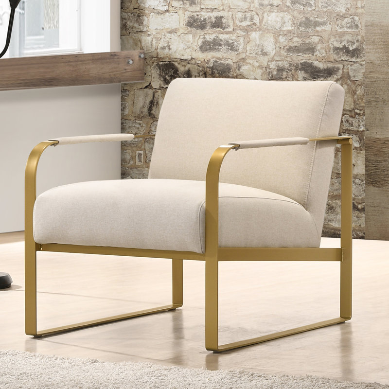 Centerton Upholstered Armchair, Gold, Beige Polyester