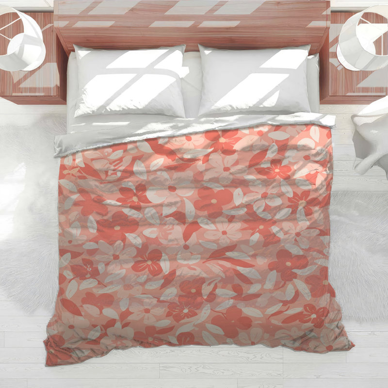 Pink Floral Pattern Comforter, Queen