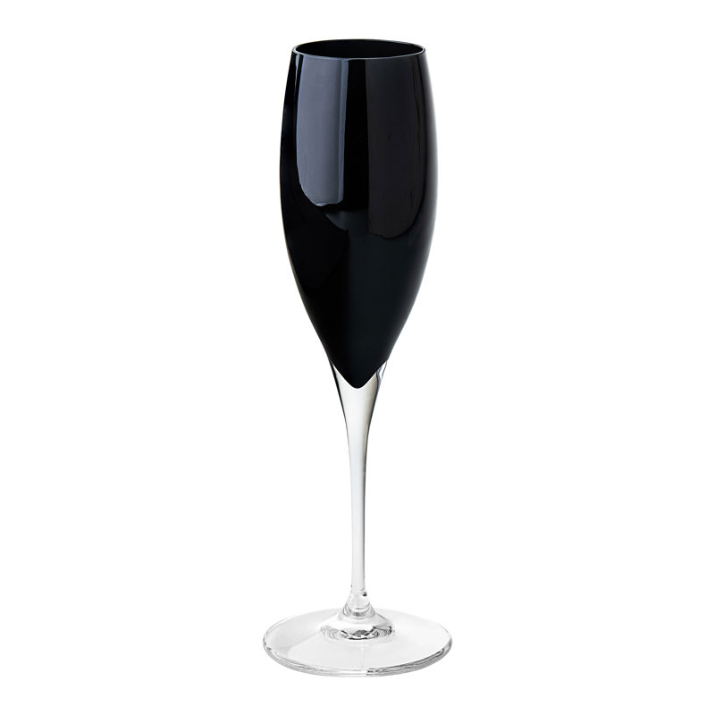 6 pièces 11 oz. Ensemble de flûtes en cristal sans plomb, Noir
