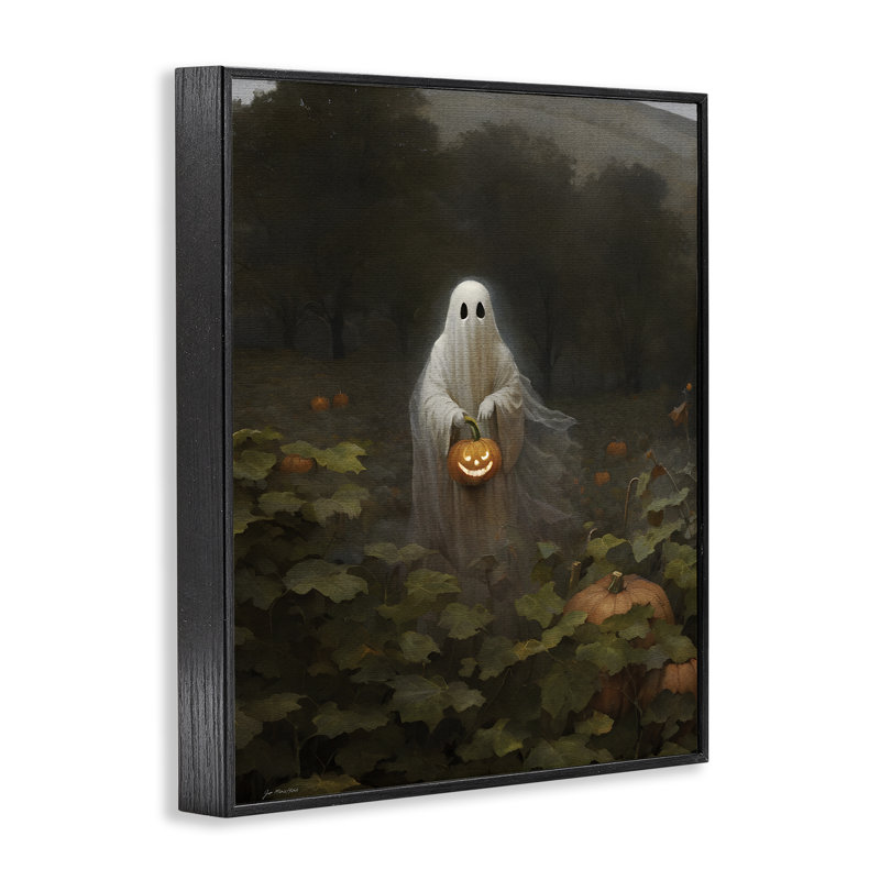 «Ghost in Pumpkin Patch», estampe numérique, conception de Jo Moulton, Giclée encadrée noir minuit, H 14 po x l 11 po