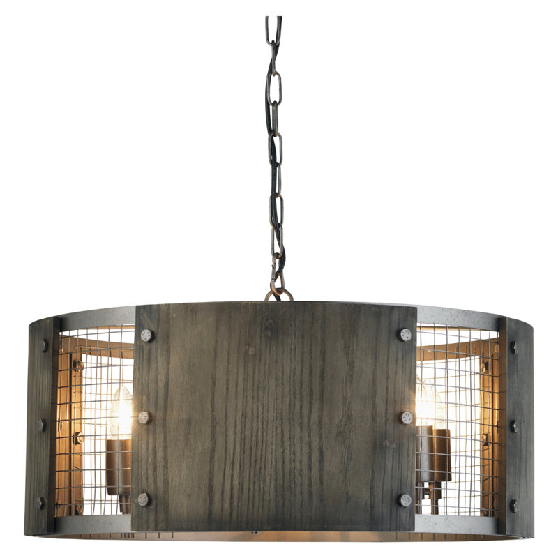 Larkin 6 - Light Brown Drum Pendant