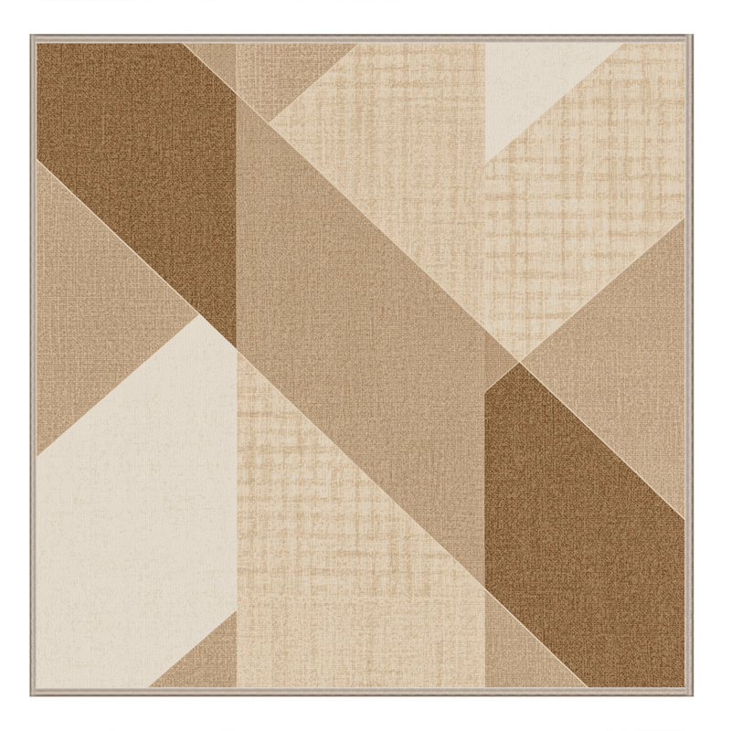 Tapis beige écossais lavable à la machine Wynsum Cottage Americana, Carré 6 pi