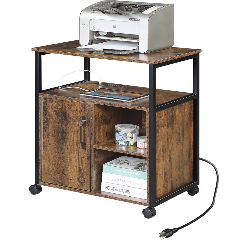 Multifunctional Office File Cabinet with Charging Ports and Printer Stand Storage