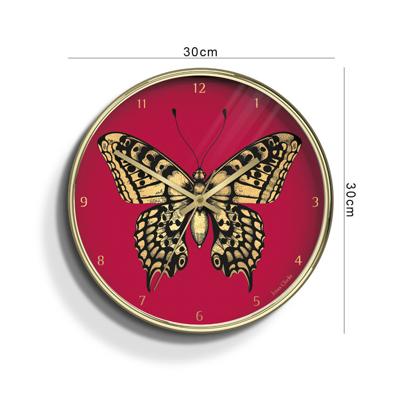 Academy Acrylic Wall Clock, Gold/Red