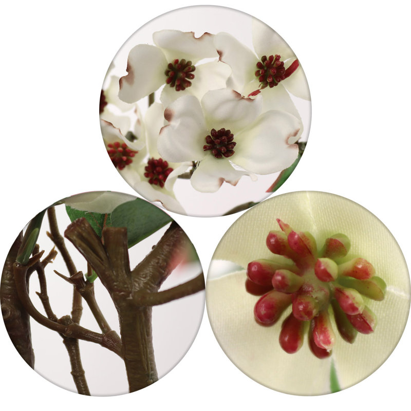 Ensemble de 2 branches de cornouiller artificielles blanches de 50 pouces, plante artificielle pour plancher et décoration de table