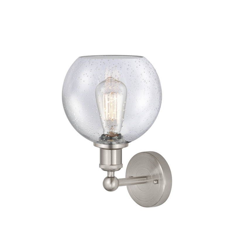 Ellington Steel Armed Sconce, Satin Nickel, Seedy