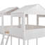 Lit double superposé au-dessus de bois blanc - Améliore le style de la chambre à coucher avec toit, fenêtre, garde-corps et aire de jeu pour le divertissement-130155400