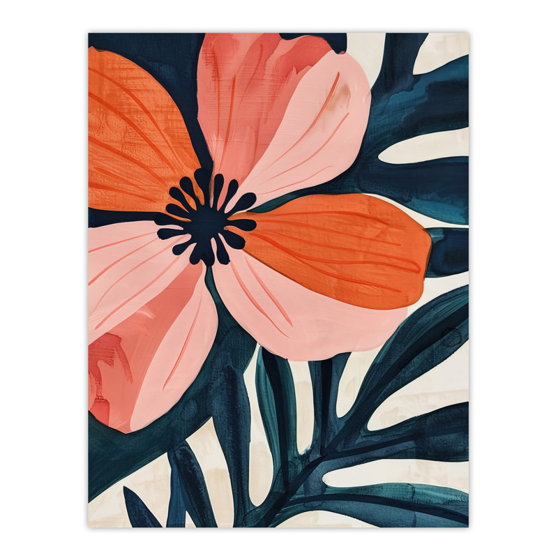 Abstract Flower Bloom Coral Pink Floral Wall Art Print