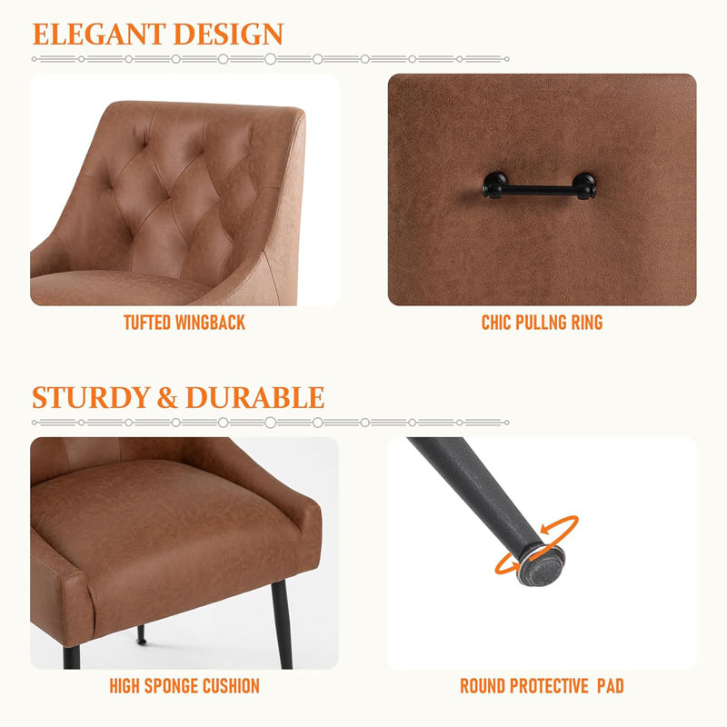 Gennadiy 38cm H Upholstered Metal Side Chair, Light brown