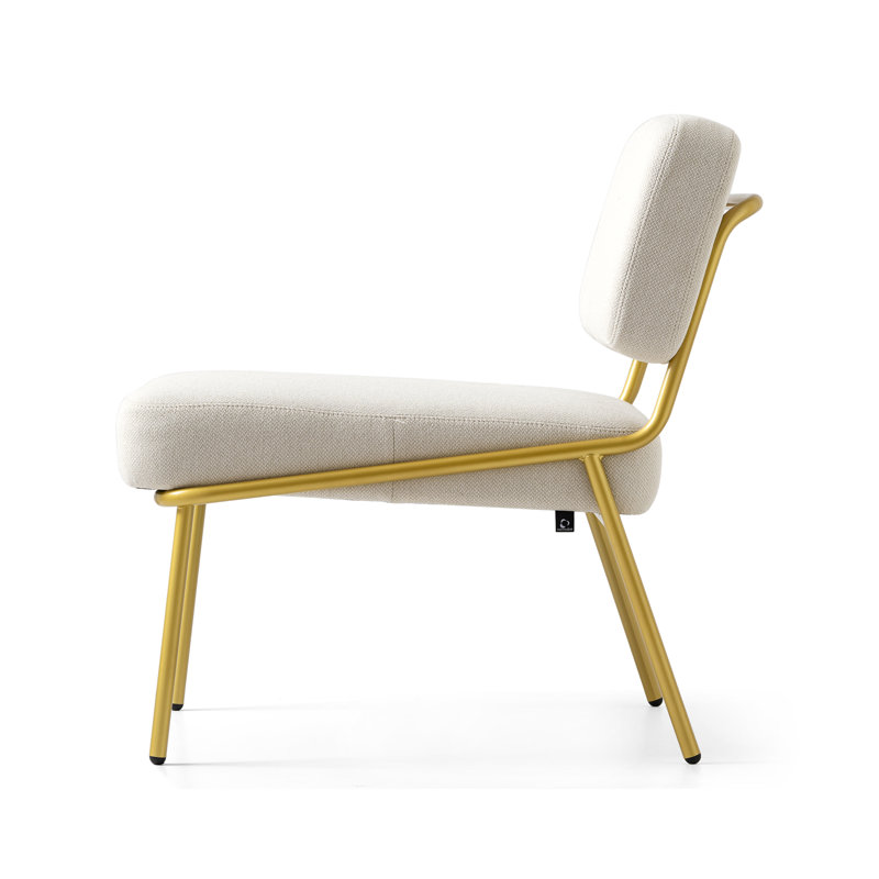 Sixty Upholstered Lounge Chair with Metal Frame, Painted Brass, Light Sand