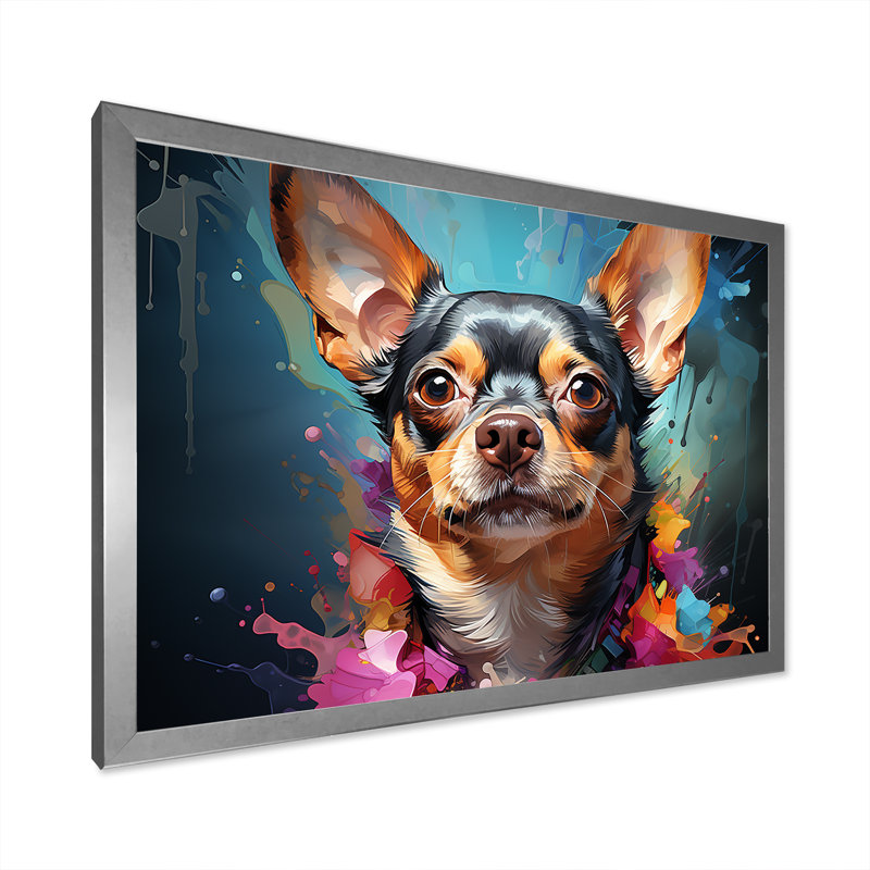 Chihuahua chic I sur toile, H 40 po x l 30 po x P 1,5 po, Cadre simple argenté
