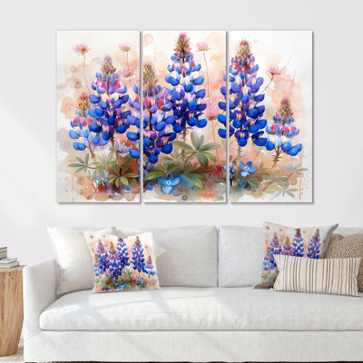 Bleu, rose, fleurs sauvages, Blue Bonnets Dreams II - Blue Bonnets, ensemble d'art mural