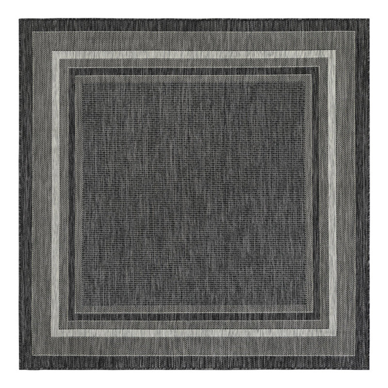Tapis intérieur / extérieur Sevinc, Carré 6 pi 1 po, Black