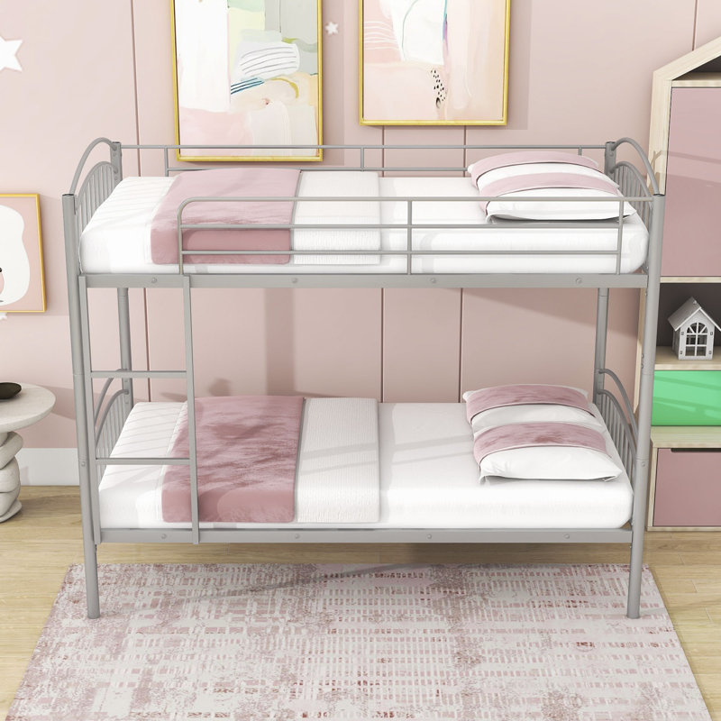 Gregario Kids Twin Over Twin Bunk Bed, Silver