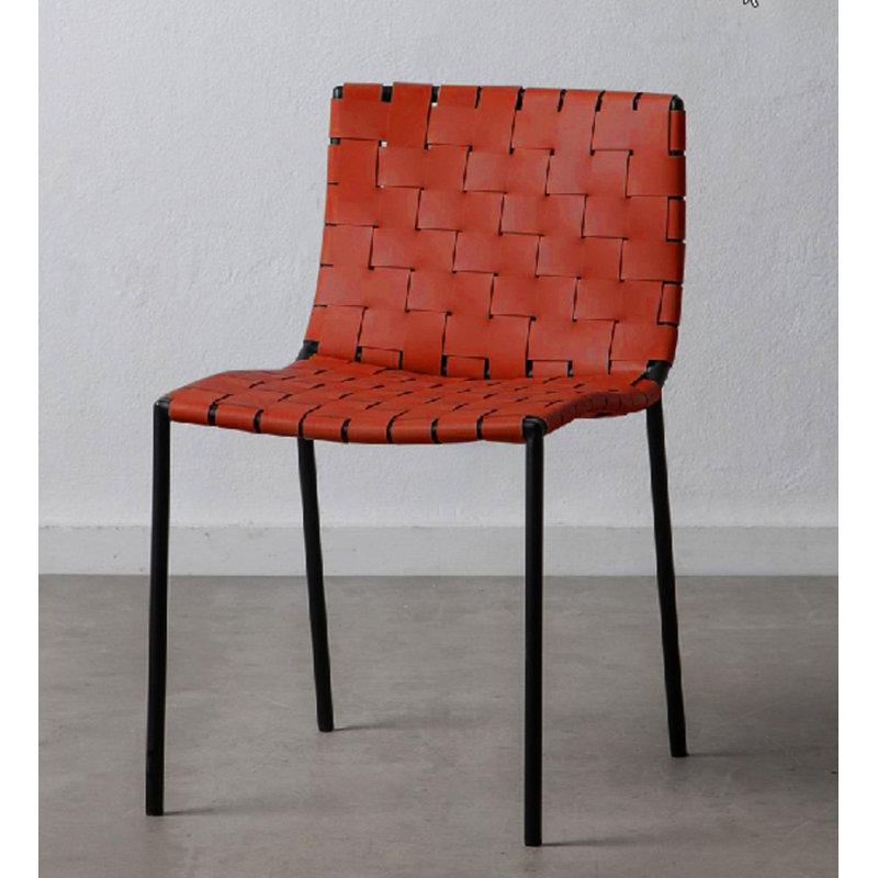 Chaise d'appoint en cuir Laimonas, Rouge