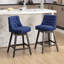  Tabouret de comptoir pivotant en similicuir brun de 25,5 po avec structure en bois massif-374388658-374388661