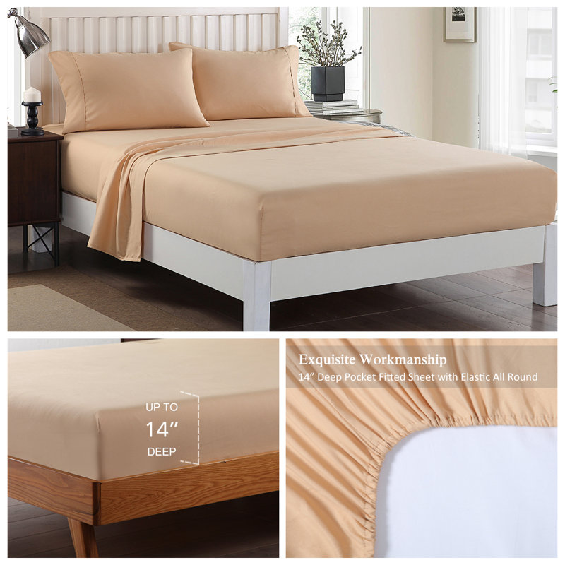 Microfiber Sheet Set, Queen, Beige