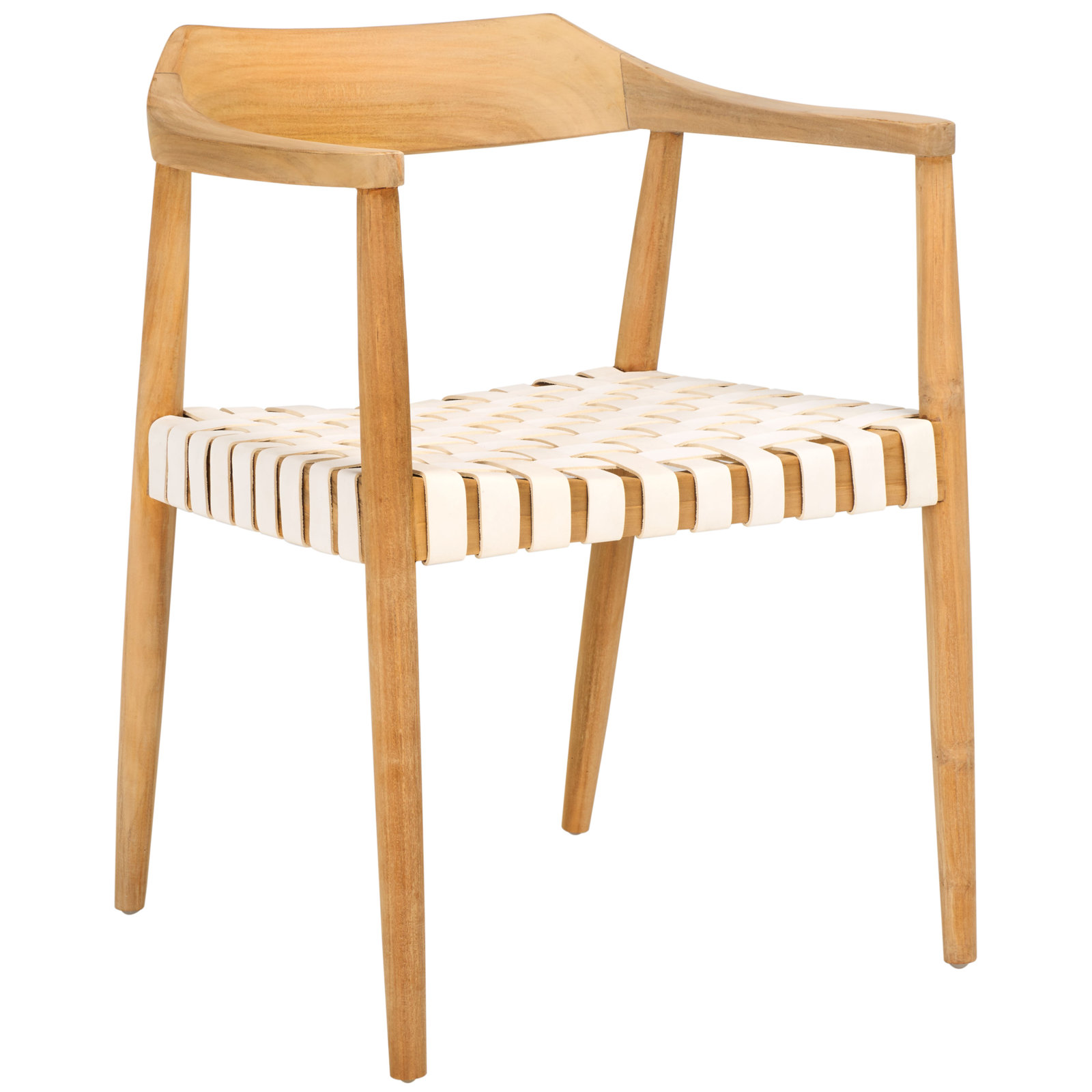 Noreen Side Chair, Natural, White Genuine Leather