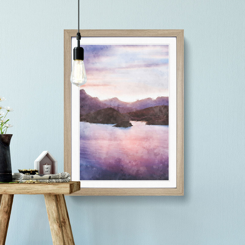 Calm Lake - Picture Frame Graphic Art Print, 33cm H x 24cm W x 2cm D, Oak Framed