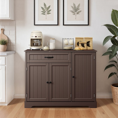 Bayview 33” Freestanding Kitchen Pantry with 3 Doors, 1 Drawer, Multiple Finish Options