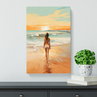 Beach Gestural Art - Wrapped Canvas