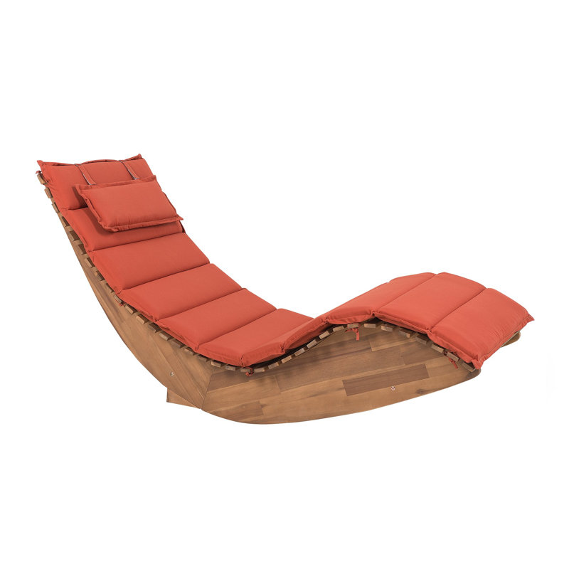 Arbaaz 180cm Long Acacia Single Chaise with Cushions, Red
