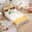 Armoire de tête de lit naturelle pour lit - Contreplaqué et structure en bois de pin Options de rangement polyvalentes-368650822