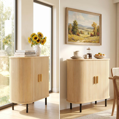 Modern Farmhouse Bar Cabinet with Wine Rack & Glass Holder,  Kitchen Sideboard with Storage