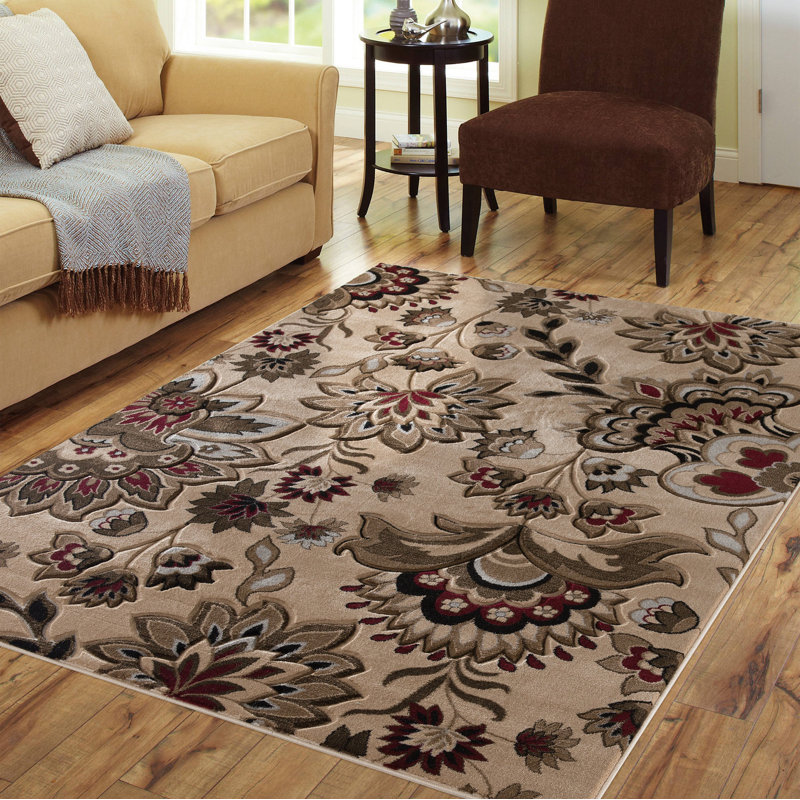 Tapis crème / beige / brun Demaris, Rectangle 3 pi 9 po x 5 pi 9 po