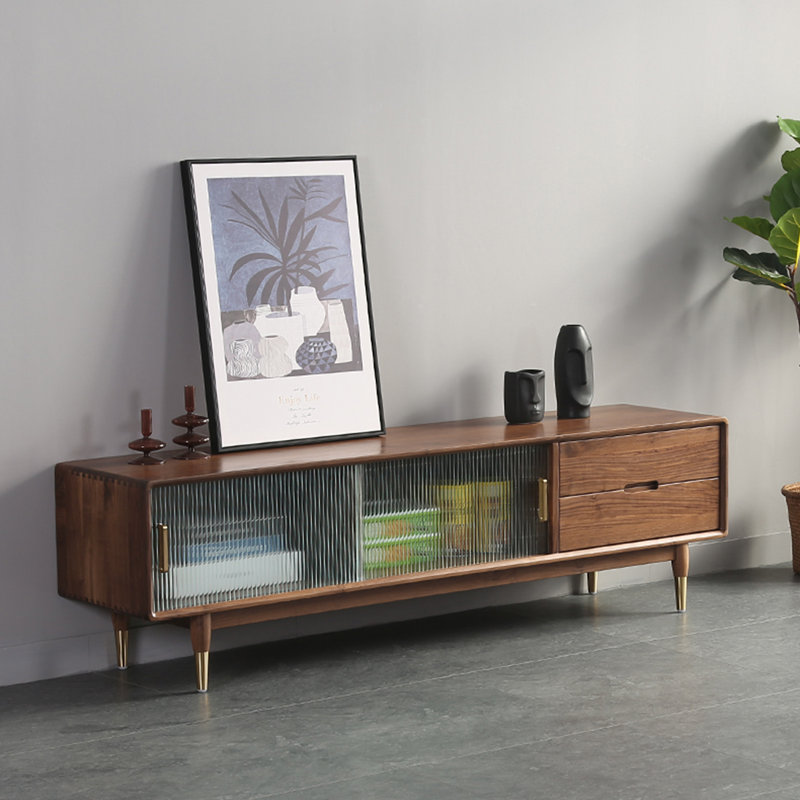 Meuble télé moderne et simple en bois de noyer, 78.74"