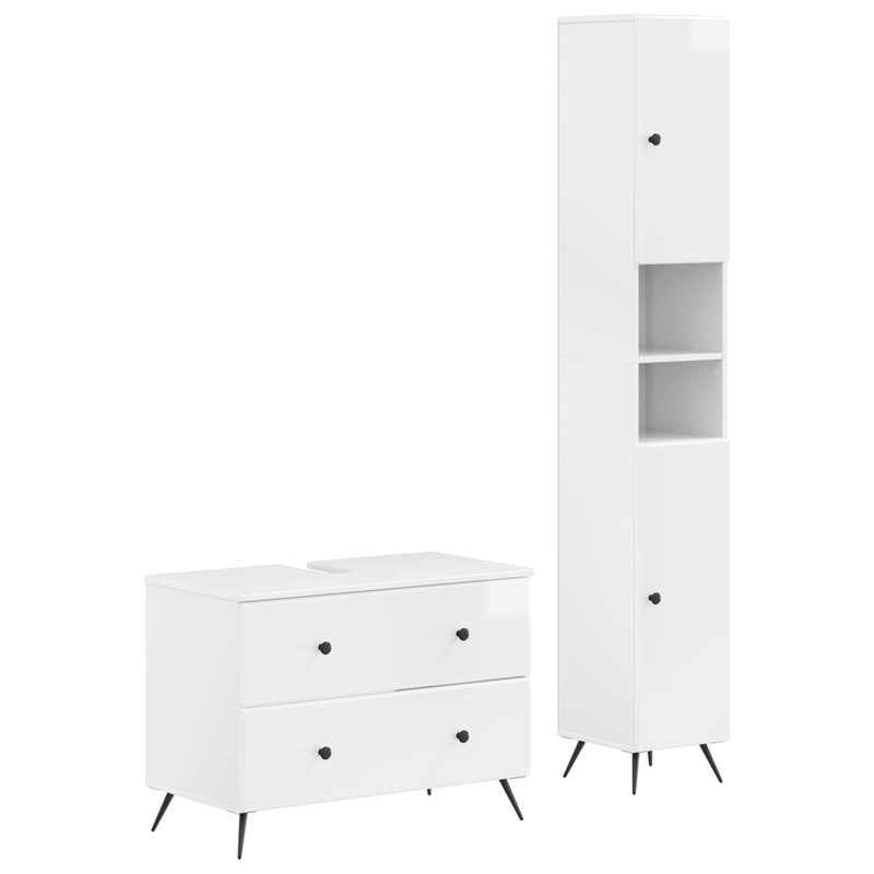 Bathroom Storage, High Gloss White